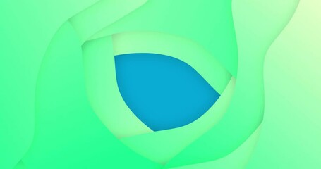 Poster - Animation of morphing blue abstract shape moving on layered green background