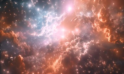 Wall Mural - space landscape with stars and glowing clouds. the concept of the universe and exploration.
