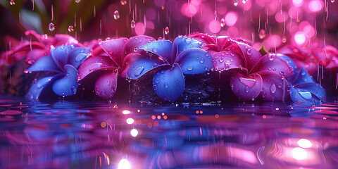 Wall Mural - Summer rain: rain drops fall to the ground, creating a melody of rain and the aroma of freshne