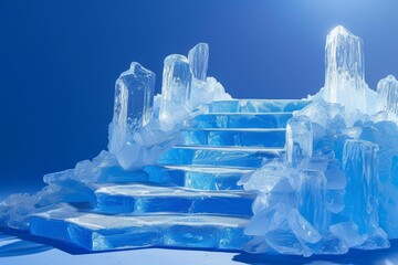 Wall Mural - Blue ice on podium backdrop