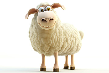 Wall Mural - 3d funny cartoon character sheep isolated on white background