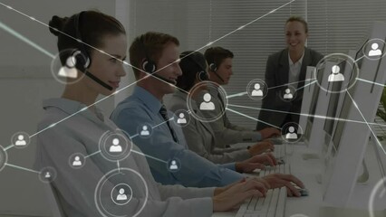 Poster - Animation of network of connections over diverse colleagues using phone headsets in office