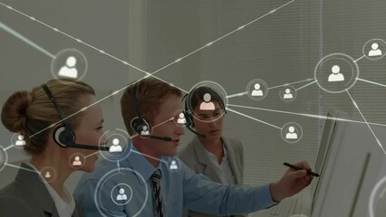 Poster - Animation of network of connections over diverse colleagues using phone headsets in office