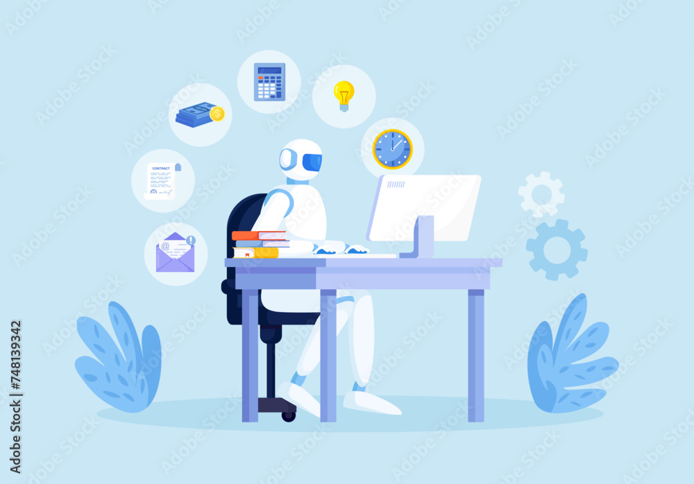 Artificial intelligence to help productivity. Business automation. AI ...