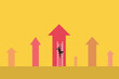 © Aan - Businessman climbing arrow on to the top. Stock market price rising up in bull market. concept of ambition, confidence and success