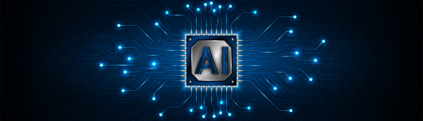 Leinwandbilder - AI or artificial intelligence symbol. futuristic advanced artificial intelligence technology circuit board concept	