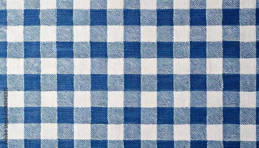 Blue and white checkered tablecloth texture