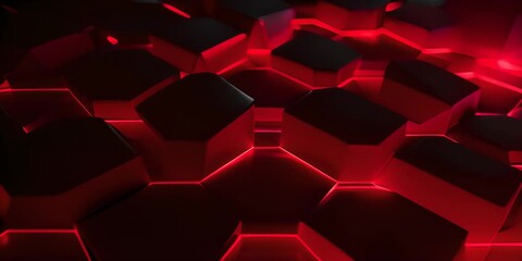 Poster - grey and red hexagons modern background illustration 4K Video