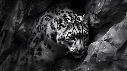 black and white image with animal