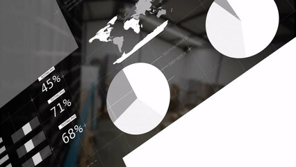 Poster - Animation of data processing and diagrams over warehouse