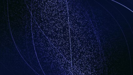 Wall Mural - looped animation of abstract technology structure made of bright particles and motion of digital dat