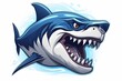 © pixeness - Blue shark head splash cartoon mascot character with esport logo icon illustration