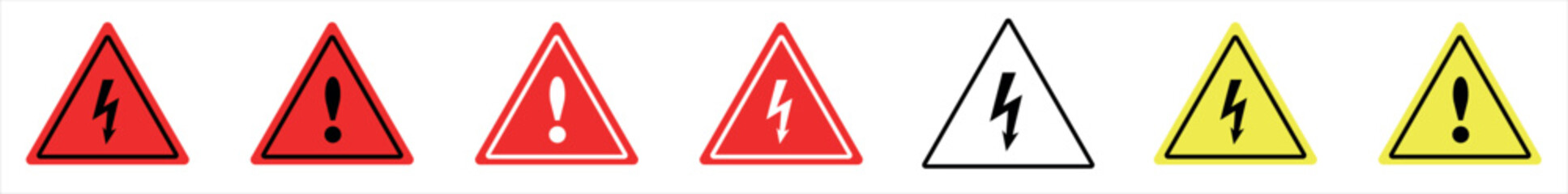 Attention current, dangerously, icon set.