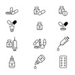 Simple Set of Pills Related Line Icons Vector 