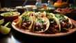 Mexican tacos with beef and guacamole on the table
generativa IA