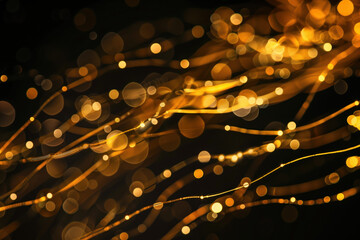 Poster - Abstract background with reflections and caustics. Black and gold. Futuristic background image. Created with Generative AI technology.