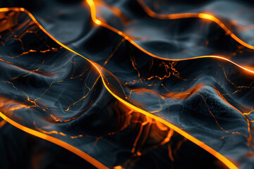 Poster - Abstract background with reflections and caustics. Black and gold. Futuristic background image. Created with Generative AI technology.