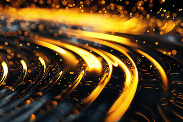Poster - abstract background with reflections and caustics. black and gold. futuristic background image. crea