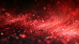 Fototapeta  - Red bokeh, dust effect. Red particles, abstract glitter. Texture for graphics programs.