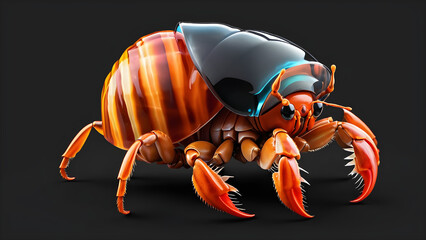 Wall Mural - hermit crab cartoon. pets hermit crab emoji on a black background. hermit crab illustration