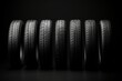 High quality car tires suitable for all weather conditions and different seasons on black background