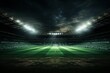 Green field in soccer or football stadium at night empty playground, 3d rendering