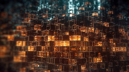 Poster - Abstract background with structure of cubes. Colorful cubes texture for technology backdrop.