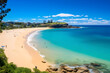Captivating Australian beach crowded with surfers, bathers and sun-soothers