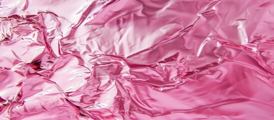Poster - a detailed close-up view of a pink foil background, showcasing its metallic texture and shiny appear