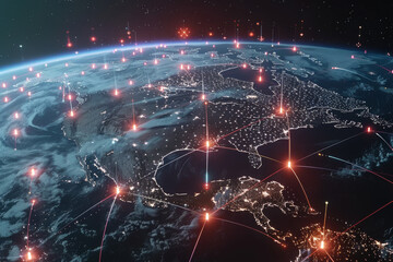 Leinwandbilder - A map of the united states is shown from space