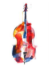 Wall Mural - cello instrument watercolor expressive art illustration isolated on white background