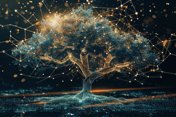 Leinwandbilder - A computer generated image of a tree with a dark background