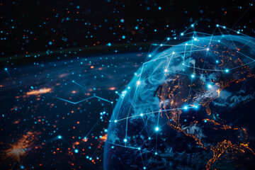 Leinwandbilder - A computer generated image of the earth with a network of connections