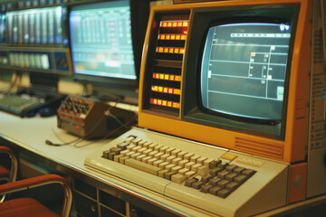 Poster - An old siemens computer with a keyboard and monitor