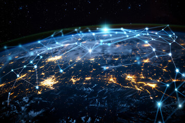 Leinwandbilder - A night time view of the earth from space