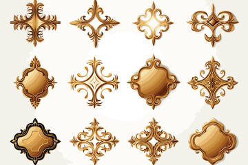 ornament with gold patina on a black background. isolated. 3d illustration