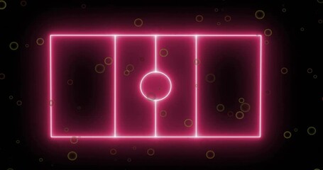Poster - Animation of neon glowing sports field on black background