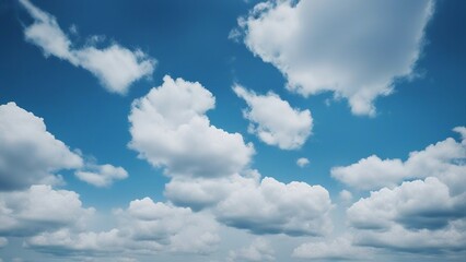 Wall Mural - blue sky with clouds _ A realistic sky background with white clouds and blue color. The texture is suitable for website  