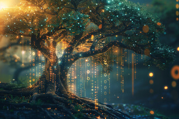 Poster - A tree with a lot of numbers hanging from it