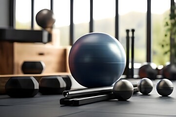 dumbbells in a gym. Generated AI