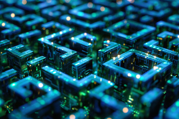 Poster - A computer generated image of a maze that looks like a city