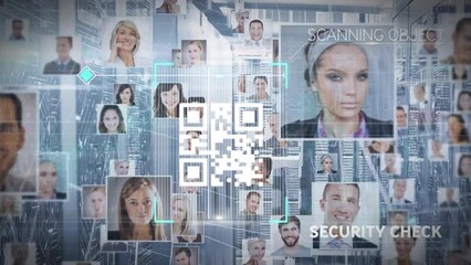 Poster - Animation of qr code with photos and data processing over computer servers