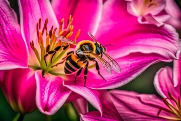 Poster - bee on flower walpaper