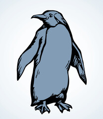 Wall Mural - Penguin on the ice. Vector drawing