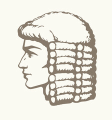 Wall Mural - Vintage french wig. Vector drawing