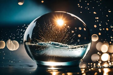 Aufkleber - reflection in water drop generated AI