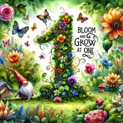  Magical Garden First Birthday Festive Illustration