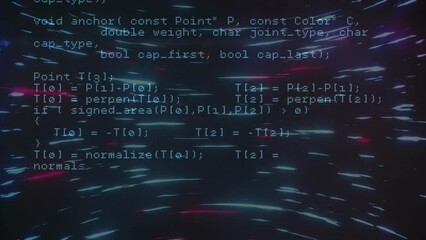 Poster - Animation of data processing over light trails on black background