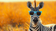 Zebra Wearing Sunglasses in Tall Grass