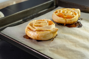 Wall Mural - Puff Pastry Orang Jam Swirls. Pastry. food concept. diet